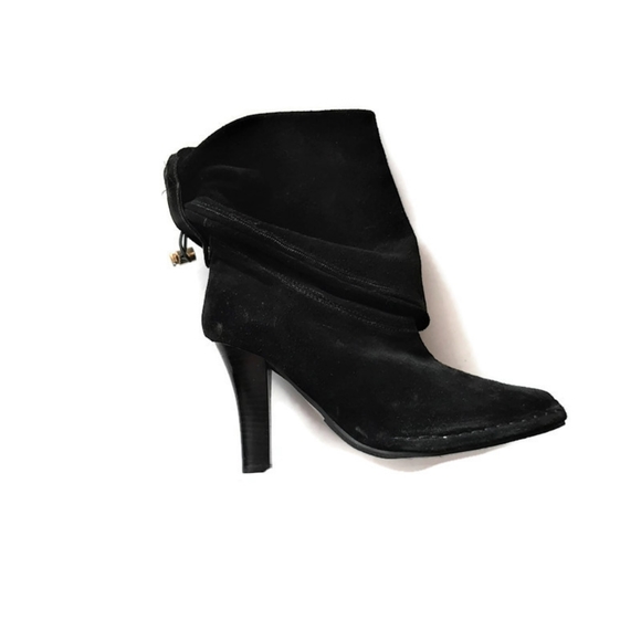 Hot in Hollywood black suede heeled boots  Convertible high/ low looks sz 6.5 - Picture 2 of 4